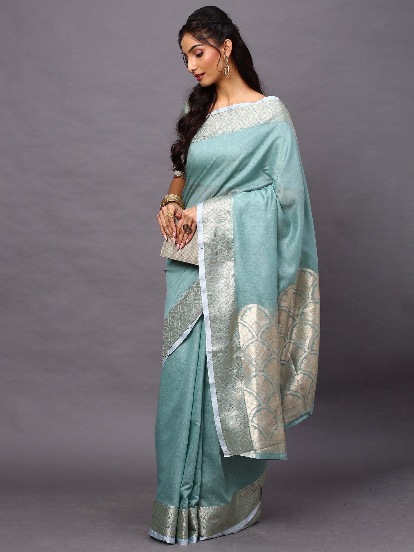 SEA GREEN SIDNAZ VOL-3 SAREE