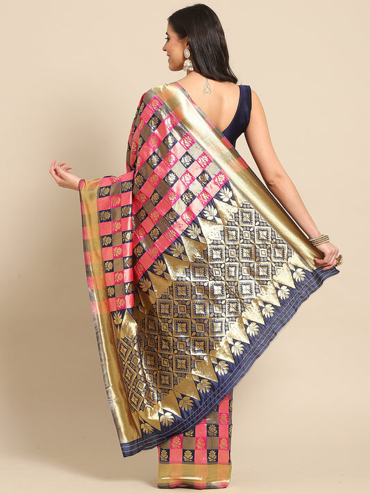 NAVY BLUE HASINA SILK