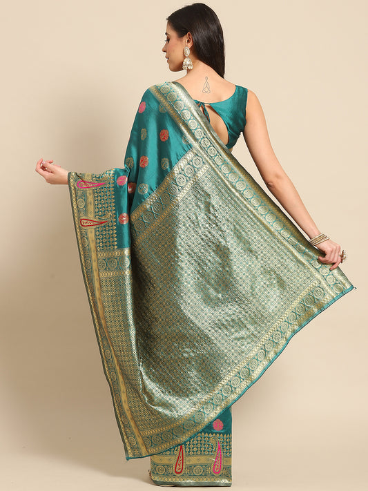 TEAL BLUE SHIKARA SILK
