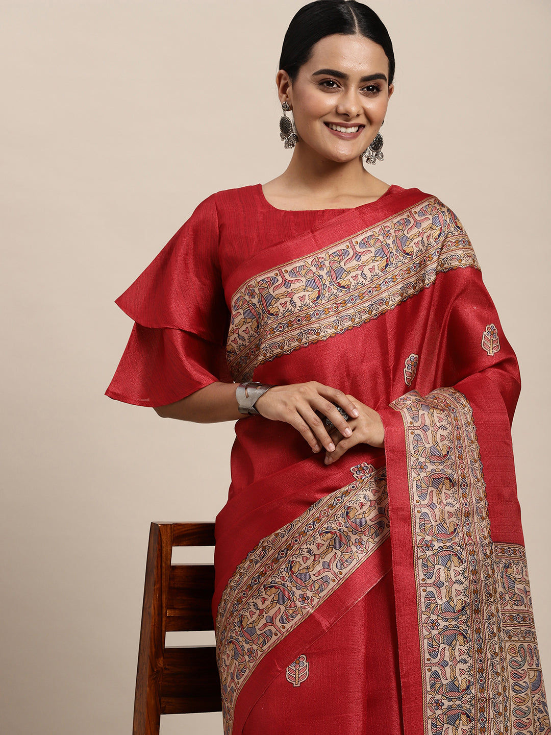RED MADHUBANI - 8774 SILK
