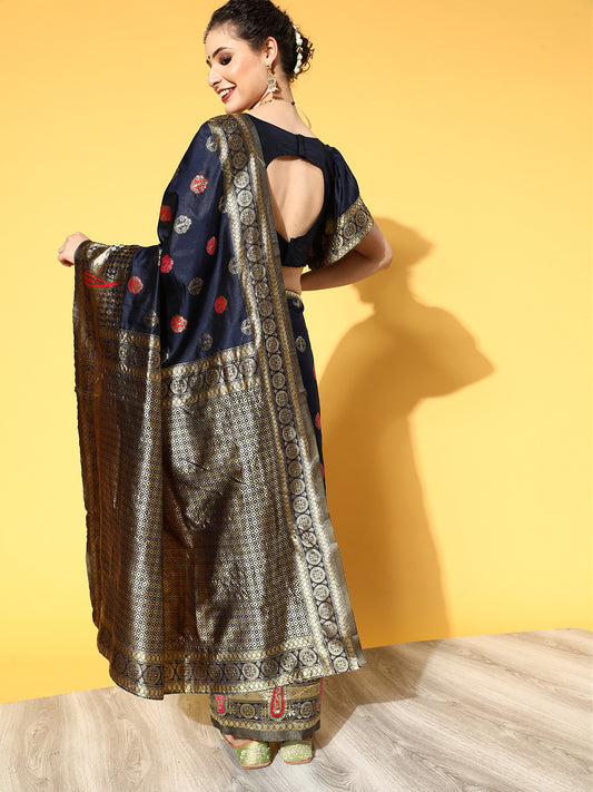 NAVY BLUE SHIKARA SILK