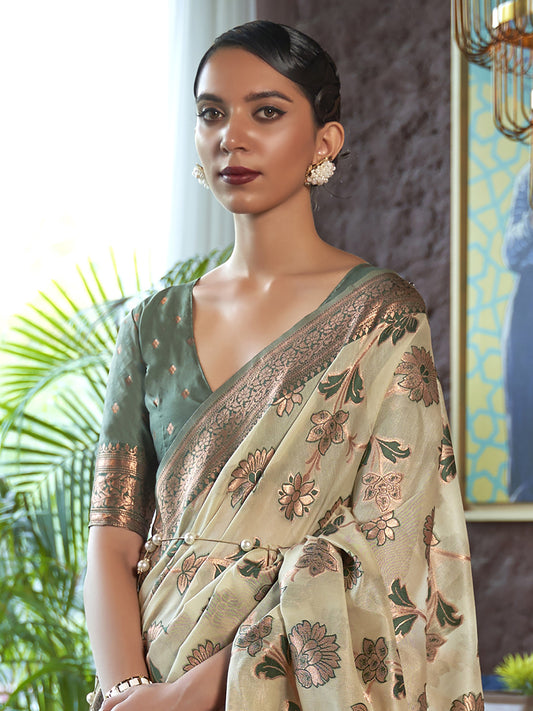 LIGHT GREEN KADVIKA SILK ORGANZA