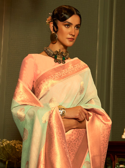 SEA GREEN KEITH LINEN SAREE