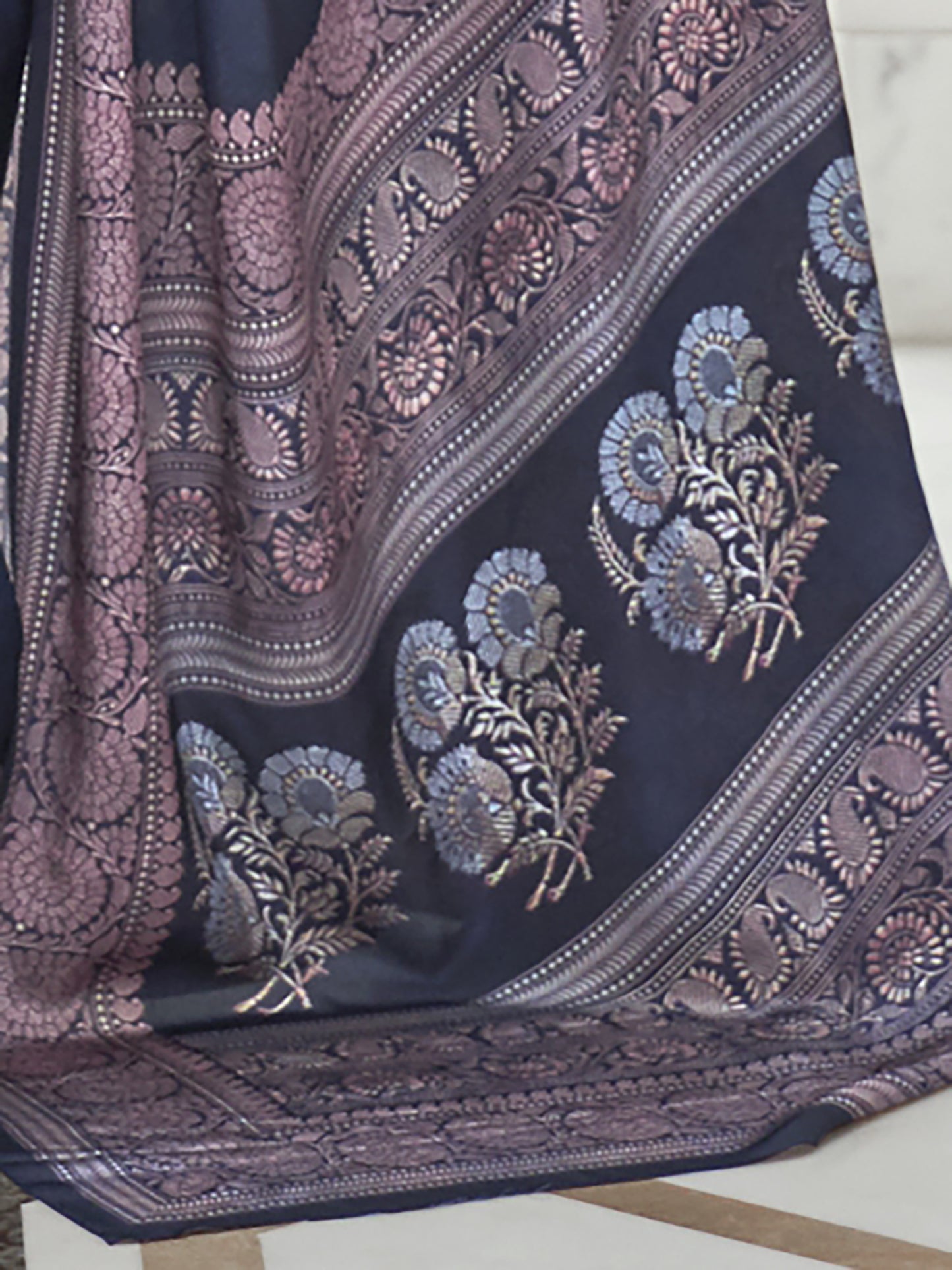NAVY BLUE KALAMKARI SAREE