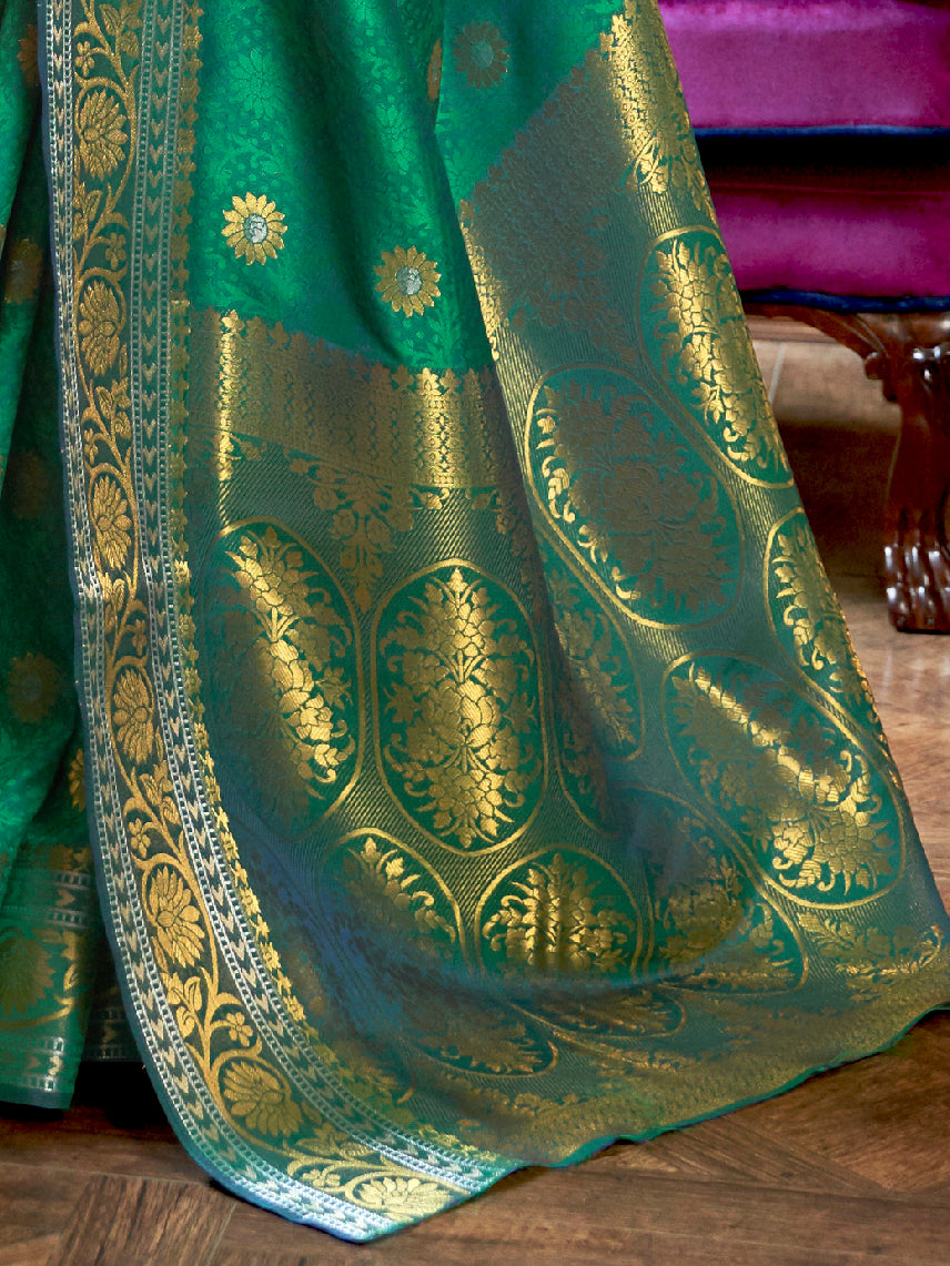TEAL GREEN KALLAVI SILK