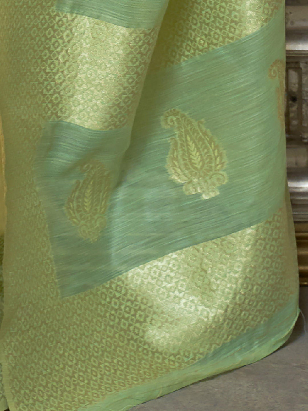 YELLOW KOSKI LINEN SAREE