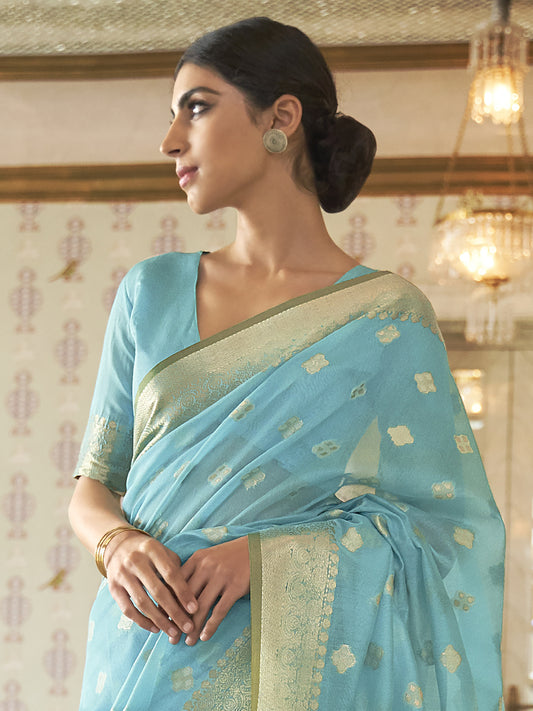 TURQUOISE KARDOZI SILK