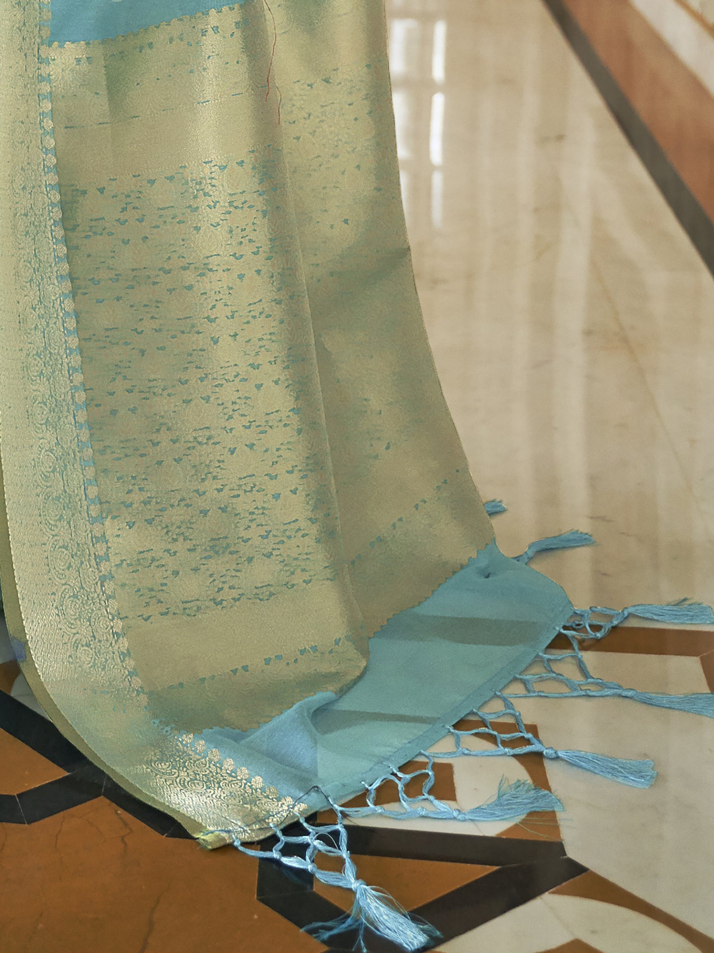 TURQUOISE KARDOZI SILK