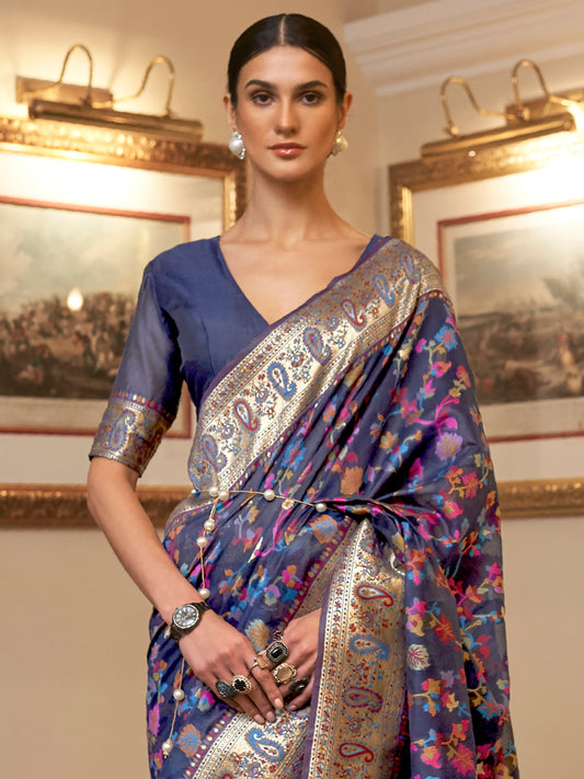 NAVY BLUE KASHIFA SILK