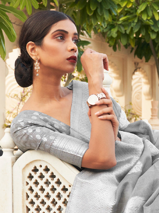GREY KEVAAH LINEN SAREE