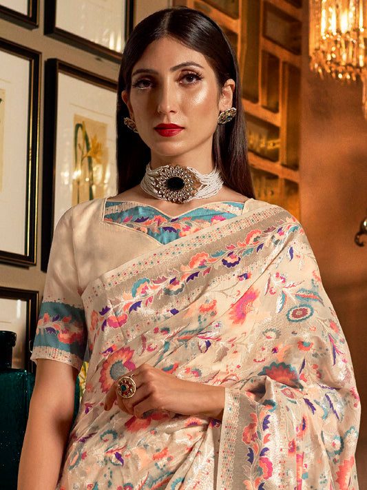 CREAM KHYBER SILK SAREE