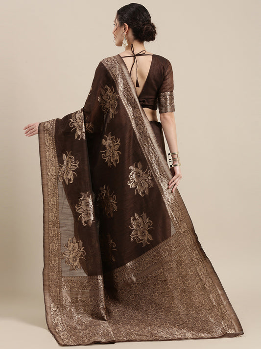 BROWN LINEN JECQUARD VOL.09 SAREE