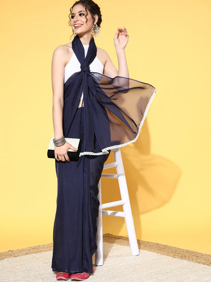 NAVY BLUE AFREEN VOL.3 ORGANZA