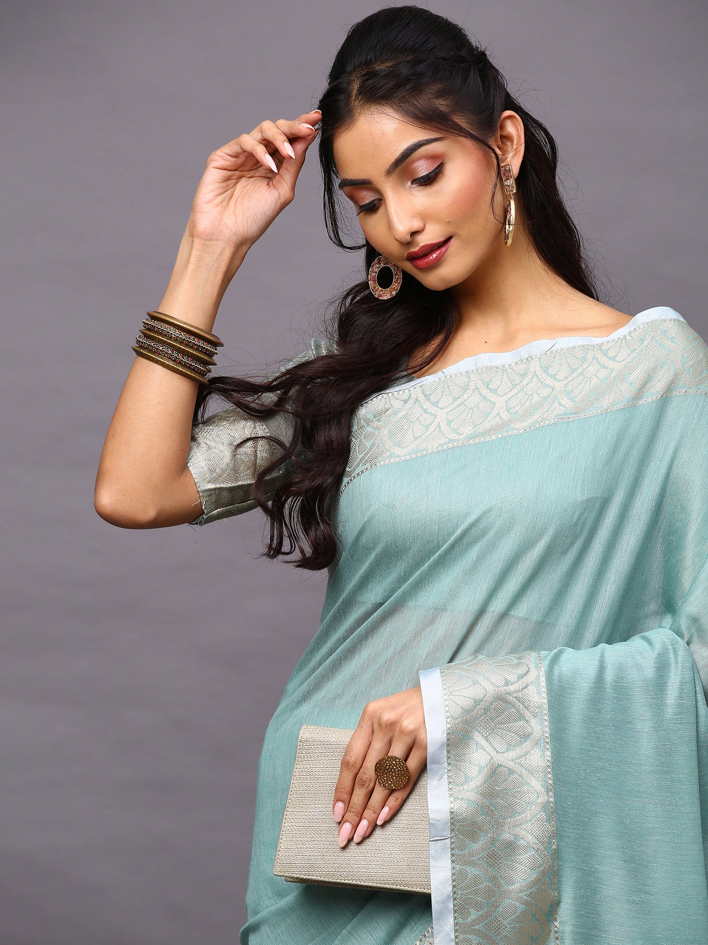 SEA GREEN SIDNAZ VOL-3 SAREE