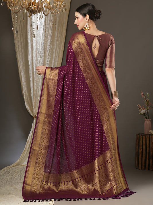 BURGUNDY ALEKHA VOL.4 GEORGETTE