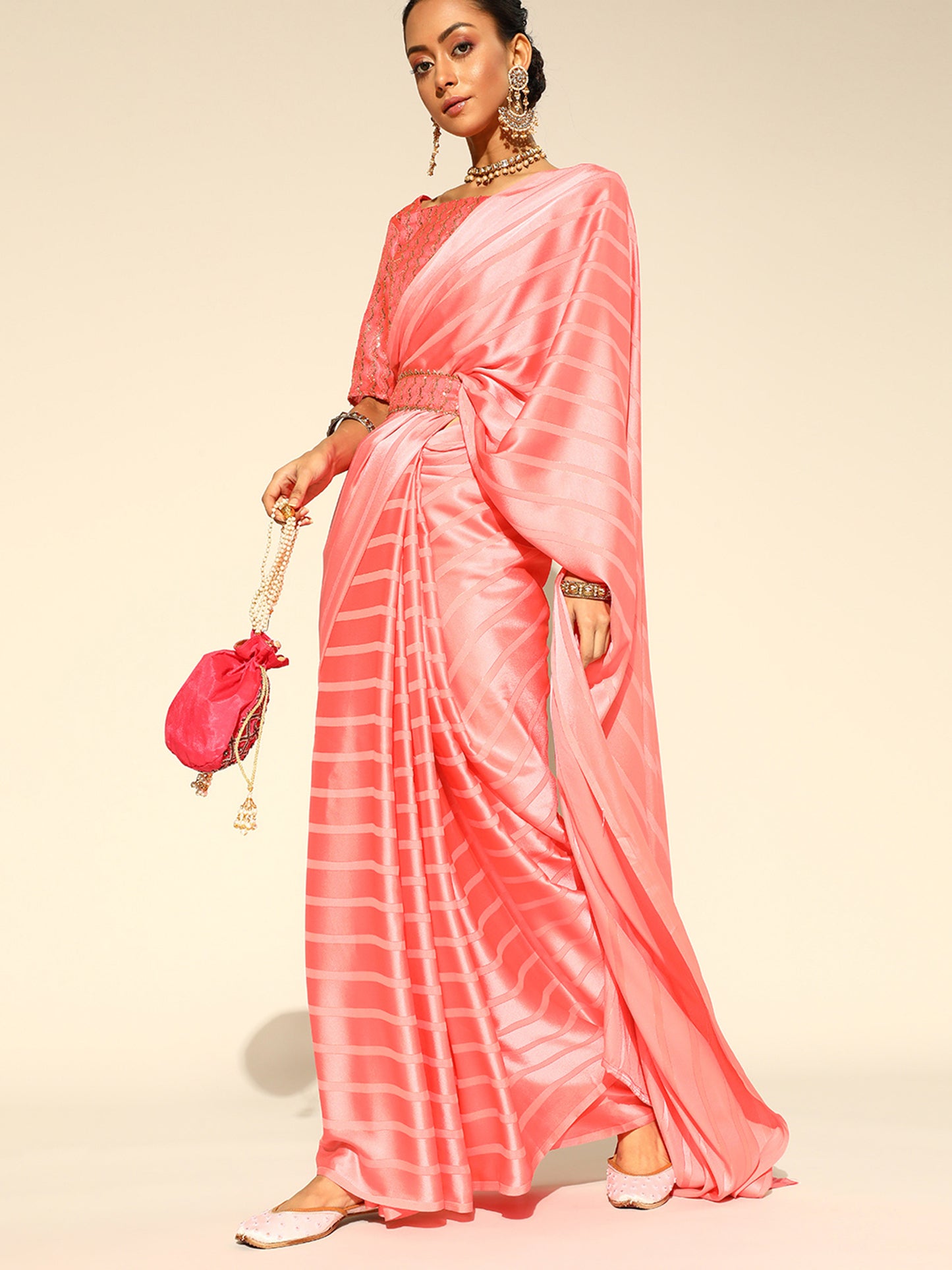 PINK STRPIES VOL.8 SAREE