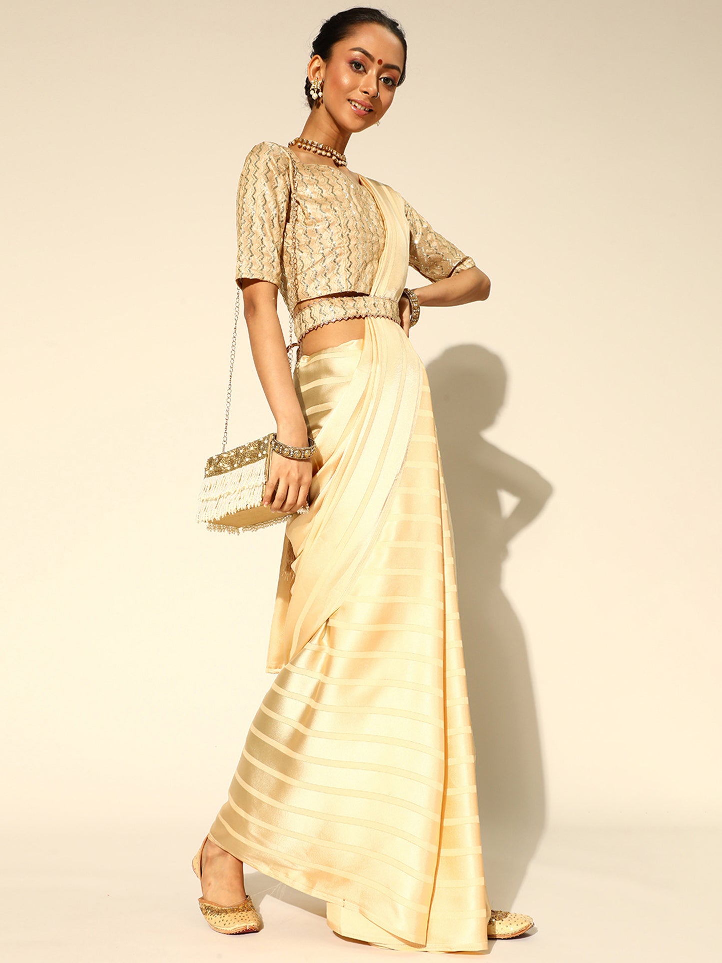 CREAM STRIP VOL.08 SAREE