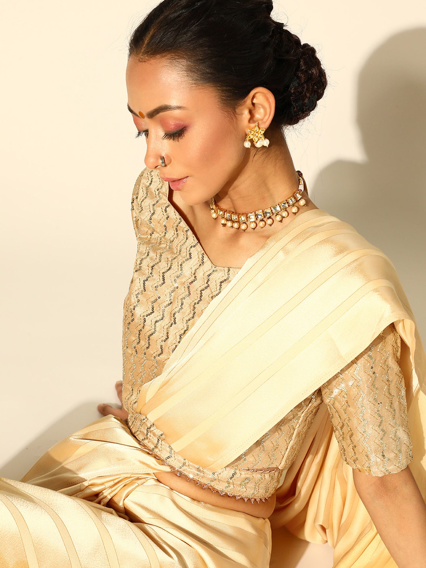 CREAM STRIP VOL.08 SAREE