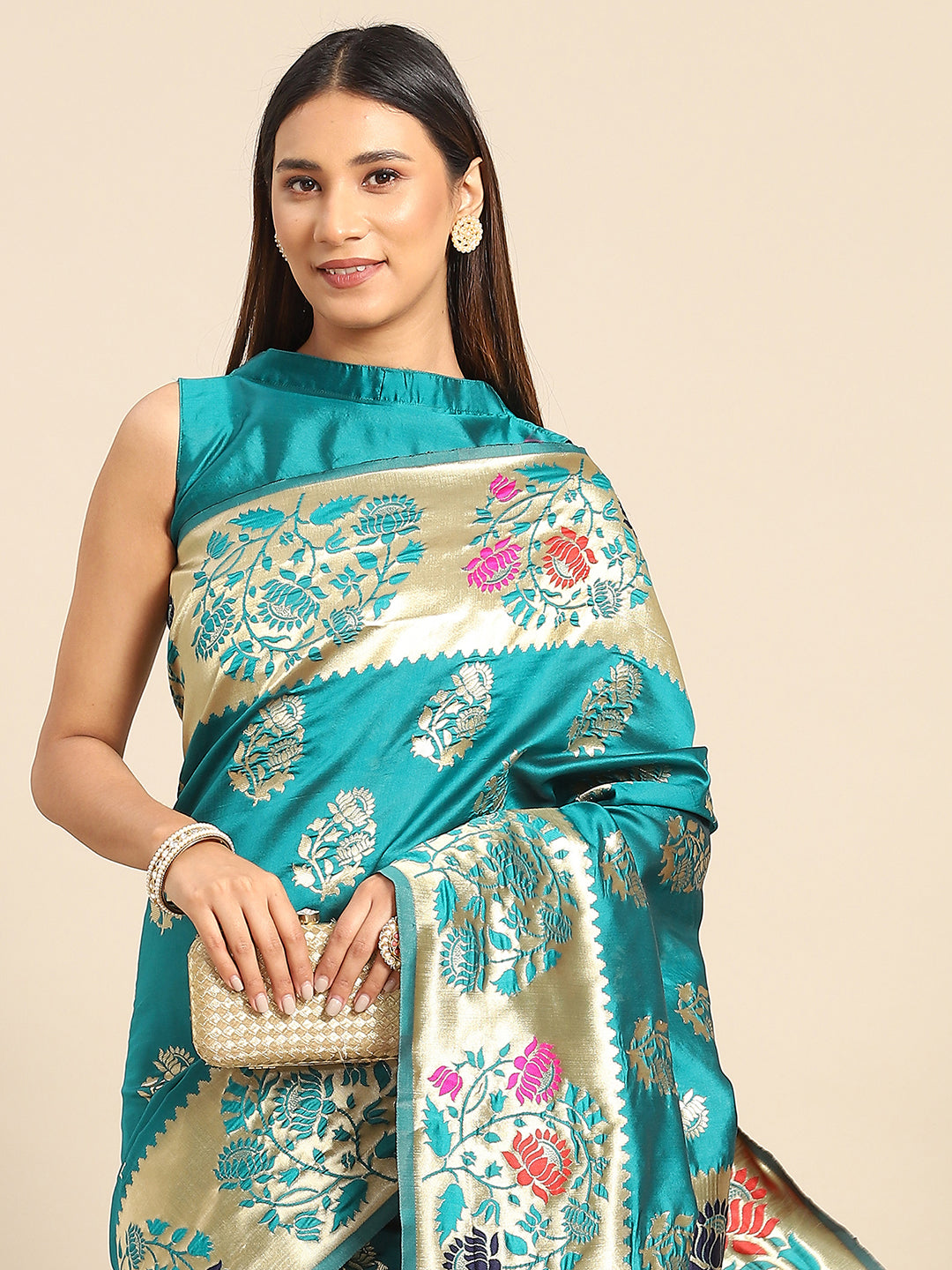 TEAL BLUE ALEENA SILK