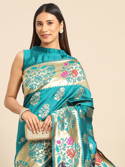 TEAL BLUE ALEENA SILK