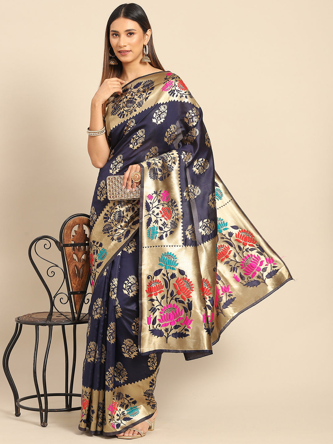 NAVY BLUE ALEENA SILK