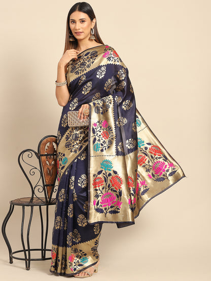 NAVY BLUE ALEENA SILK