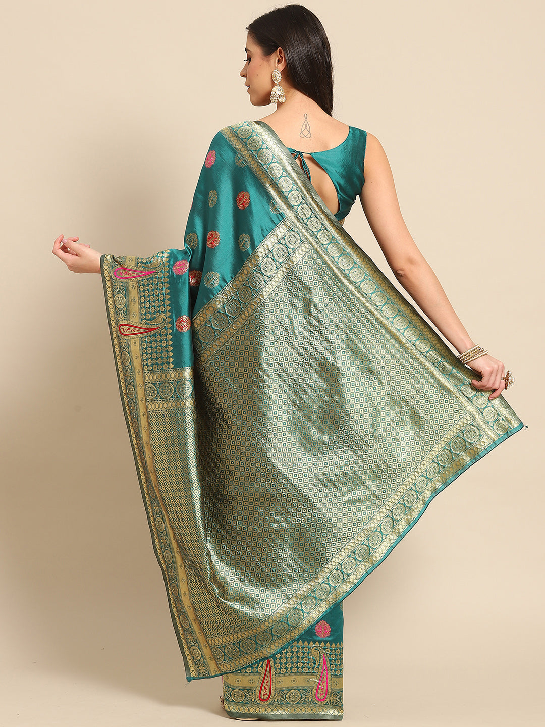TEAL BLUE SHIKARA SILK
