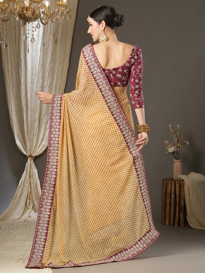 CREAM BANDHANI   GEORGETTE