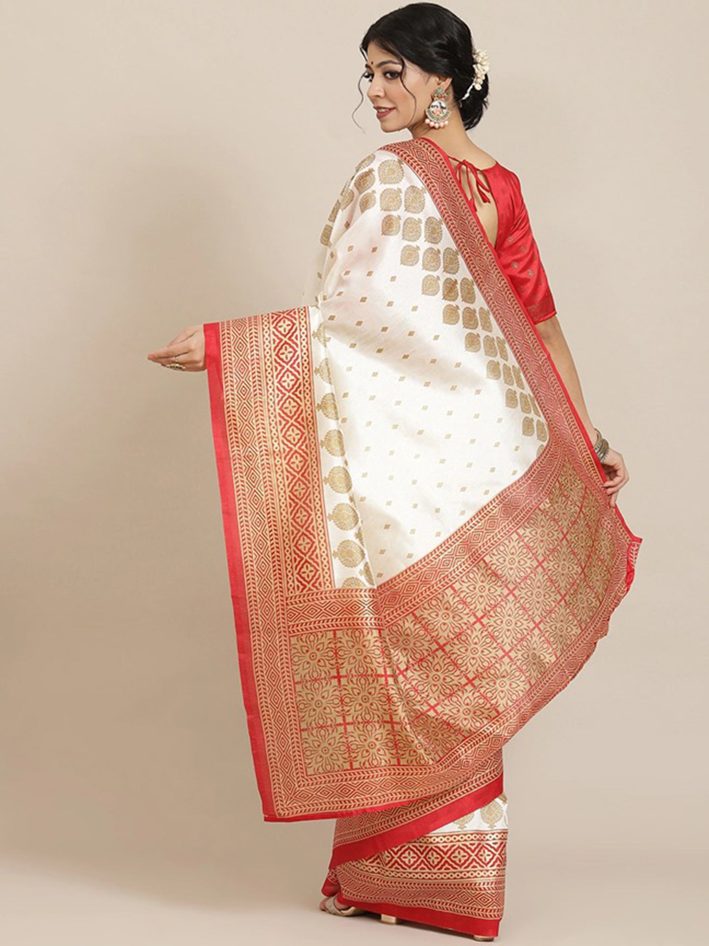 OFF WHITE POOJA DIGITAL SILK