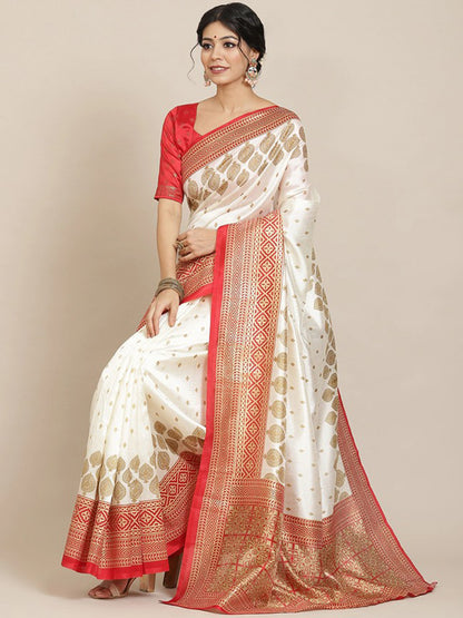 OFF WHITE POOJA DIGITAL SILK