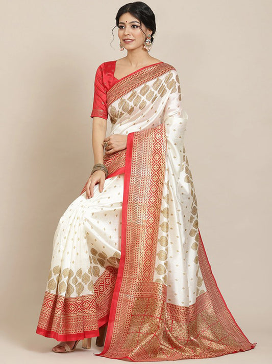 OFF WHITE POOJA DIGITAL SILK