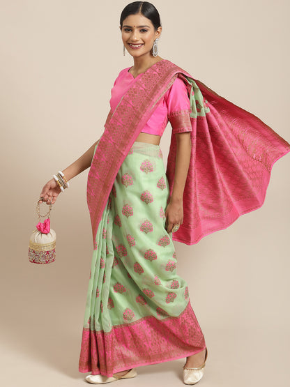 GREEN KANVAS LINEN SAREE