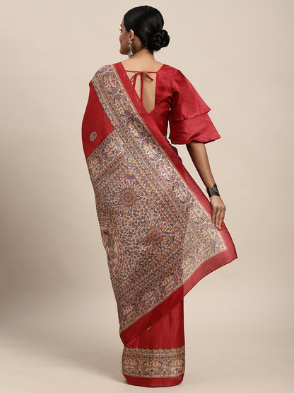 RED MADHUBANI  - 8774 SILK