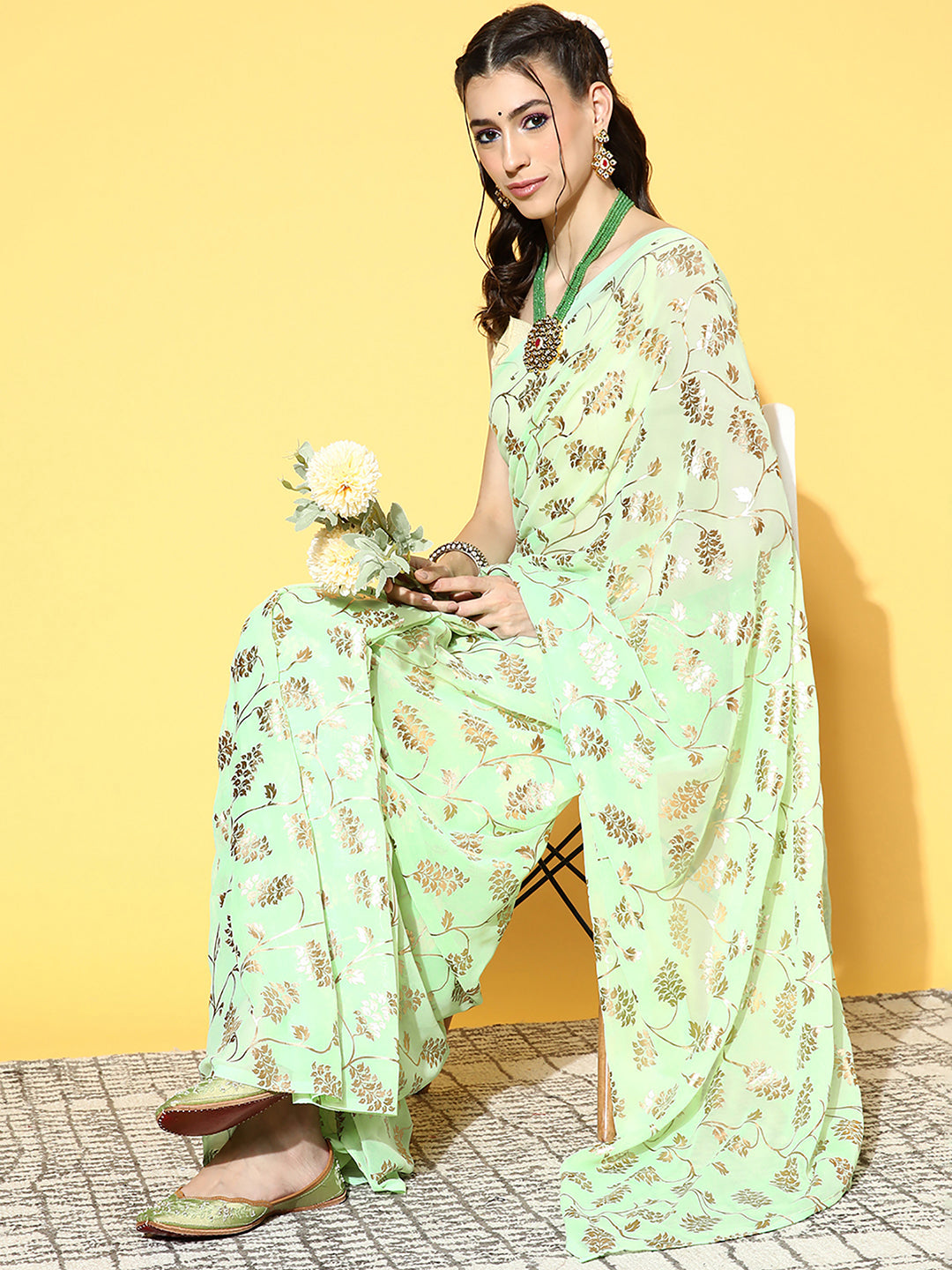 LIGHT GREEN AARVI GEORGETTE
