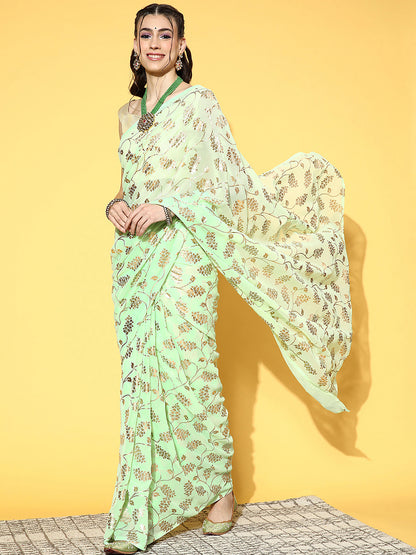 LIGHT GREEN AARVI GEORGETTE