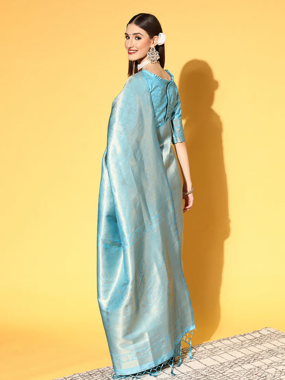 TURQUOISE KUMBHI SILK -PETALS SILK
