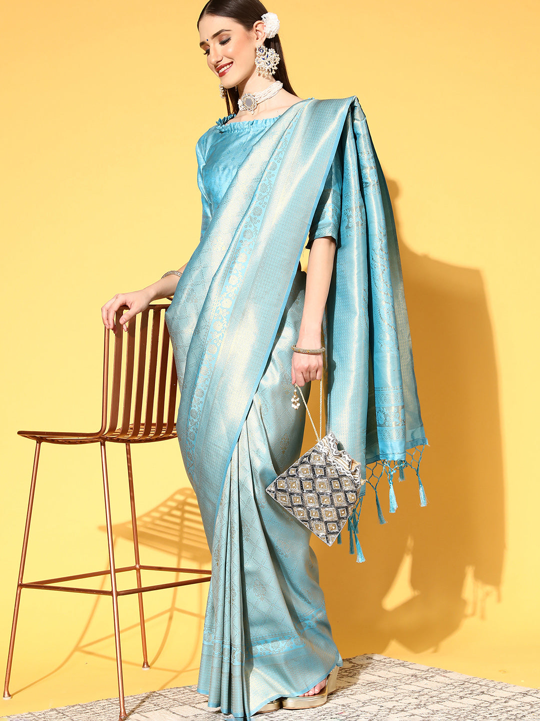 TURQUOISE KUMBHI SILK -PETALS SILK