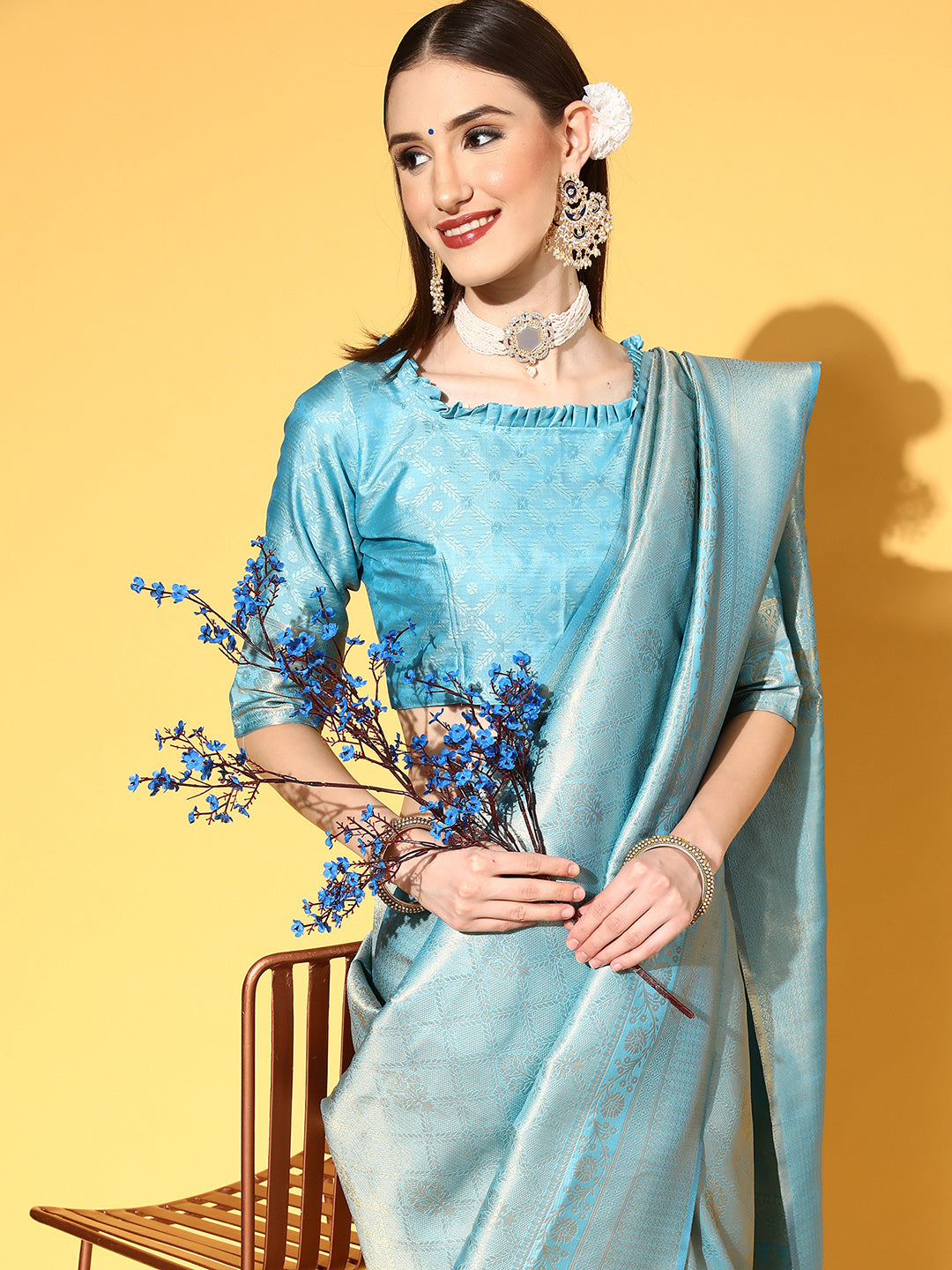 TURQUOISE KUMBHI SILK -PETALS SILK