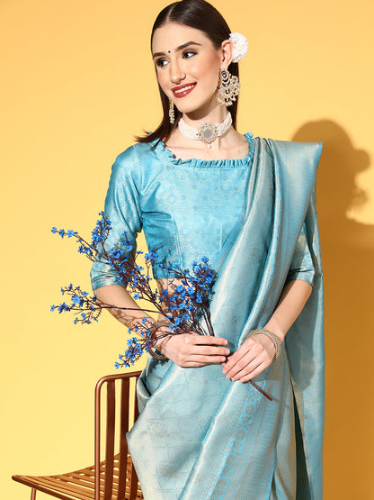 TURQUOISE KUMBHI SILK -PETALS SILK