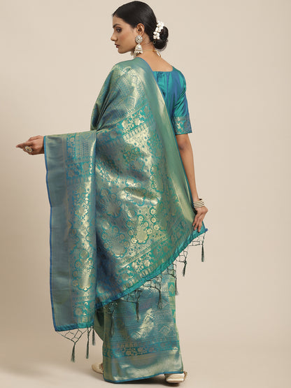 TEAL GREEN KANDINI SILK KANJEEVARAM