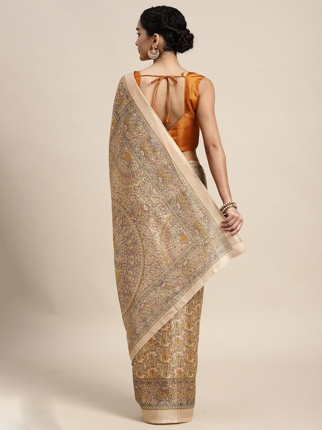YELLOW MADHUBANI  - 8401 SILK