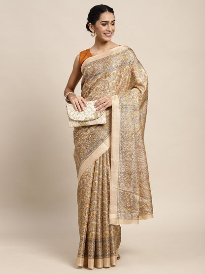 YELLOW MADHUBANI  - 8401 SILK