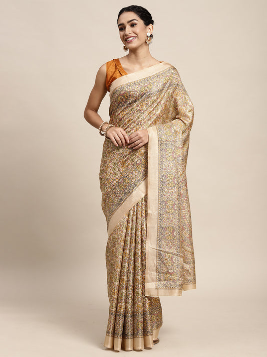 YELLOW MADHUBANI  - 8401 SILK