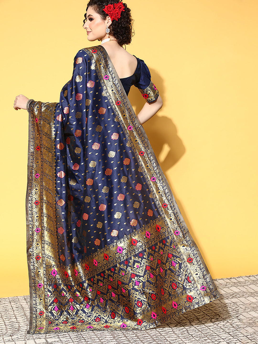 NAVY BLUE SHIKARA SILK