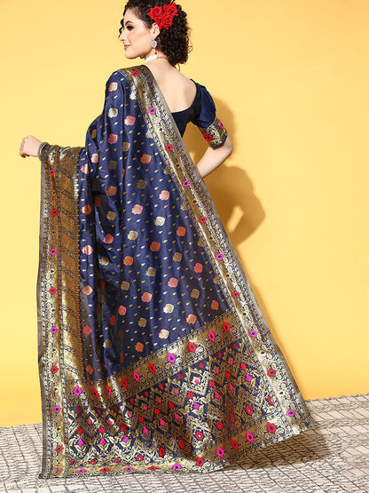 NAVY BLUE SHIKARA SILK