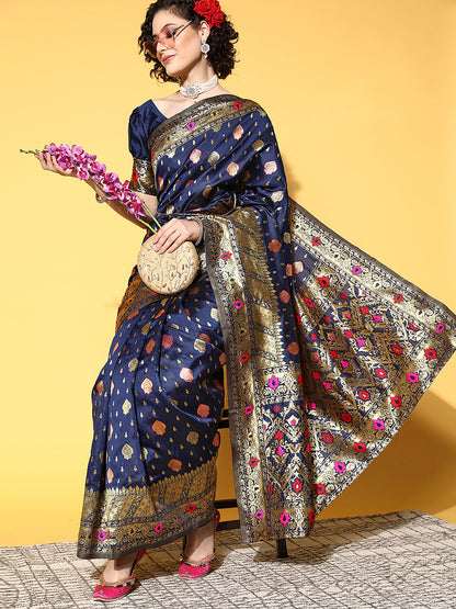 NAVY BLUE SHIKARA SILK