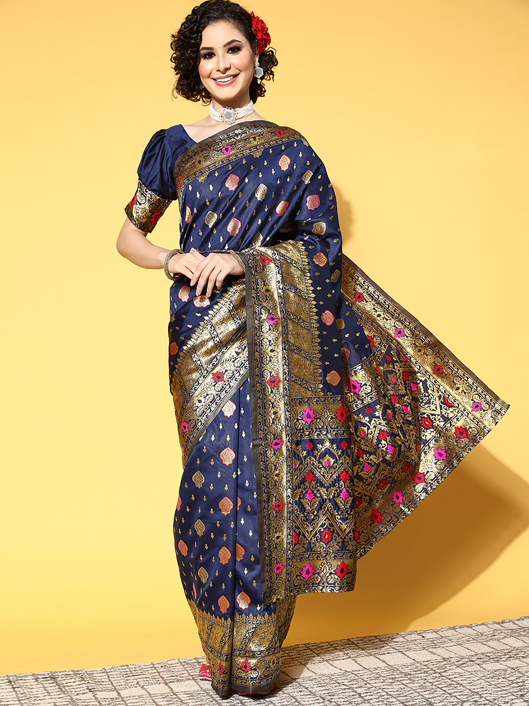 NAVY BLUE SHIKARA SILK