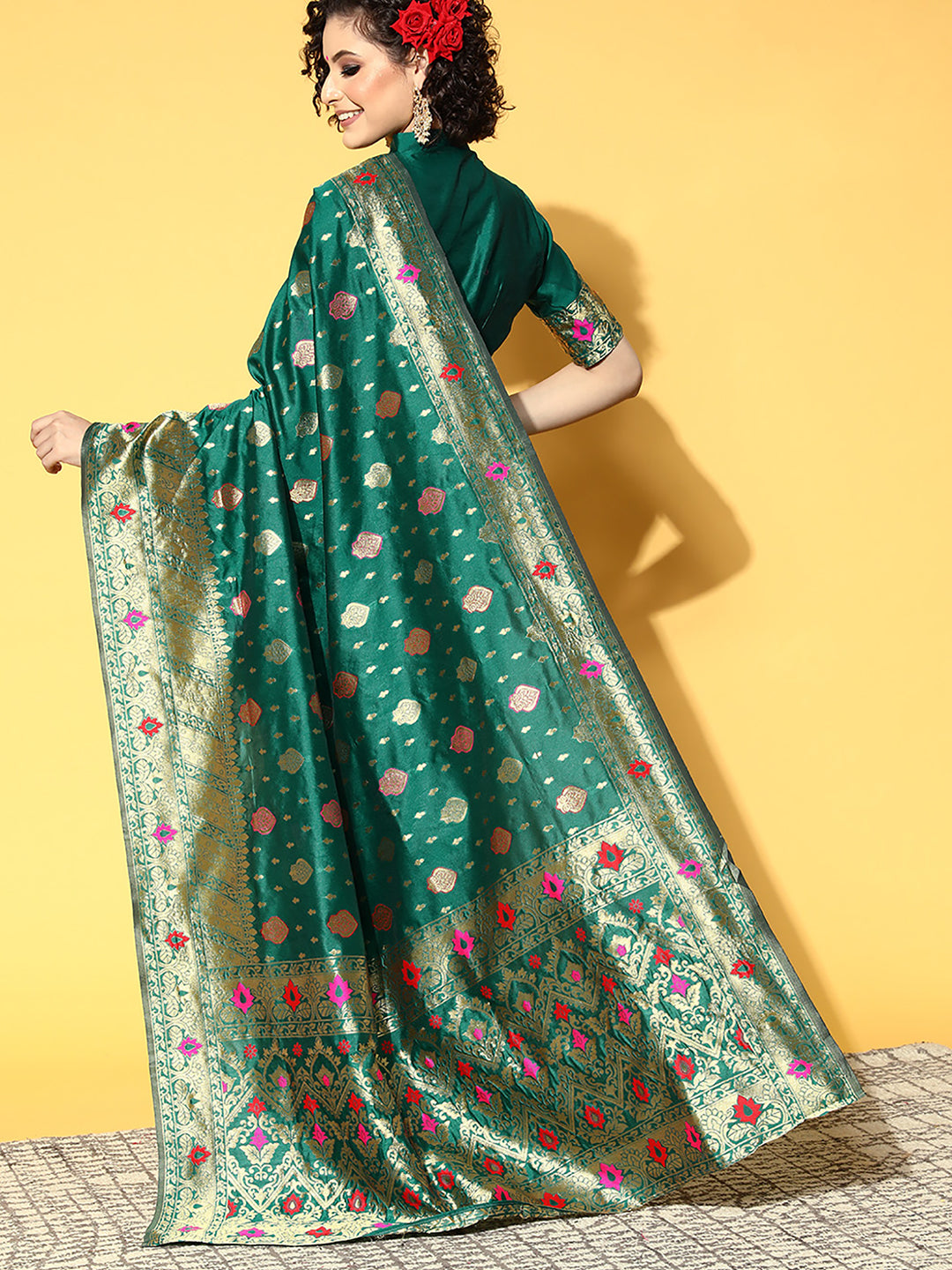 TEAL GREEN SHIKARA SILK