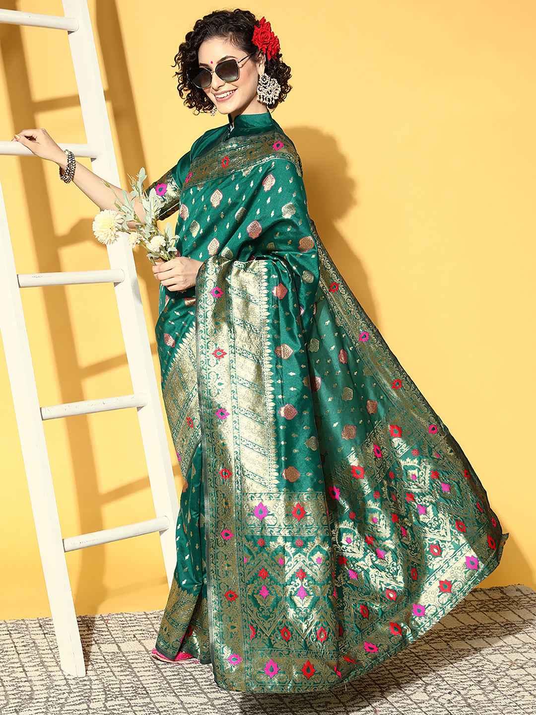 TEAL GREEN SHIKARA SILK