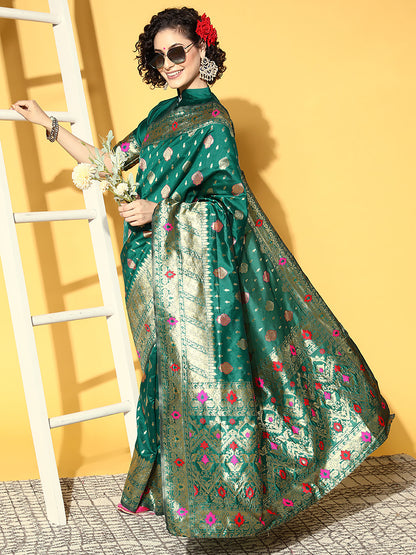 TEAL GREEN SHIKARA SILK